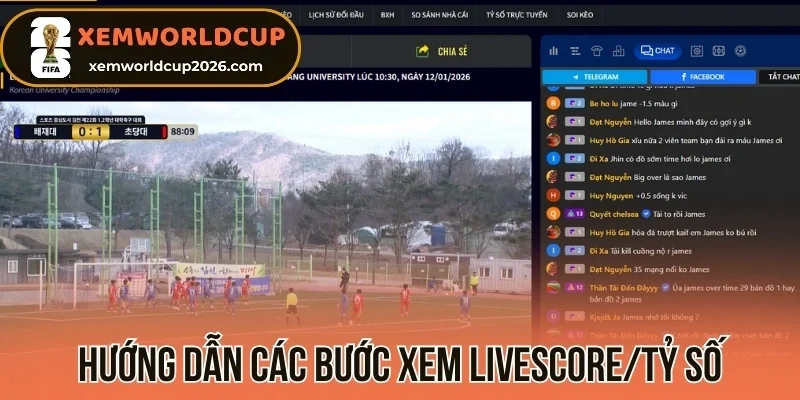 Hướng dẫn các bước xem Livescore/Tỷ số trực tuyến